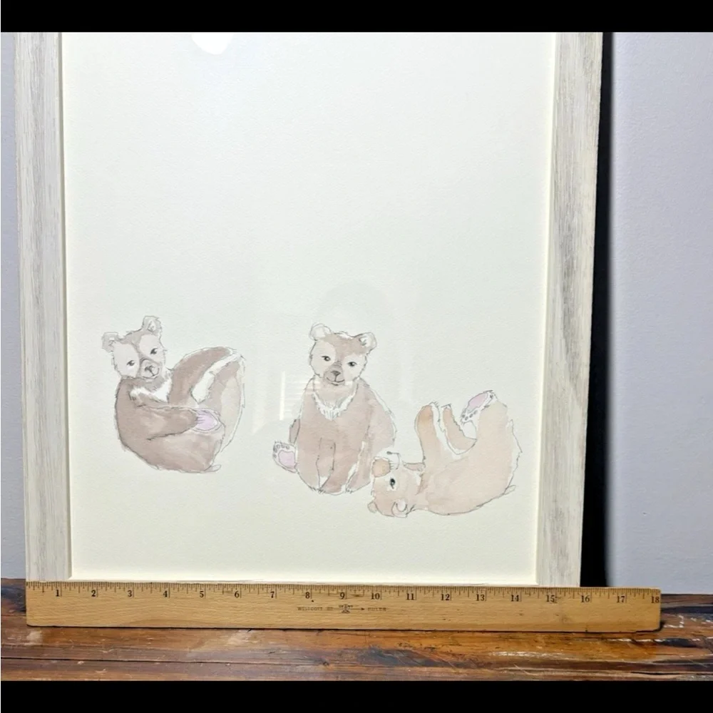 Restoration Hardware Baby & Child Watercolor Animal print framed art wall decor